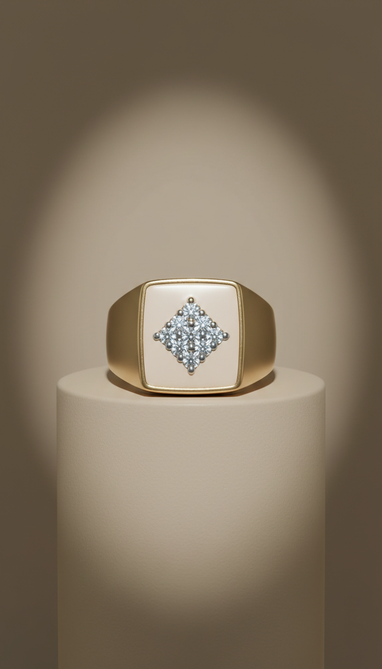 Velvet Ivory Diamond Signet Ring