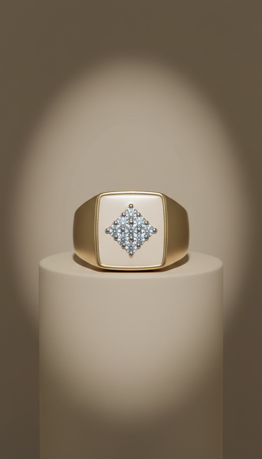 Velvet Ivory Diamond Signet Ring