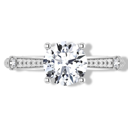 PARIS-E | 14K Hand-Engraved Diamond Engagement Ring