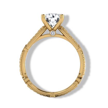 PARIS-E | 14K Hand-Engraved Diamond Engagement Ring