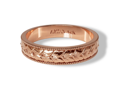 VINTAGE | 14K Wheat Hand-Carved Wedding Band