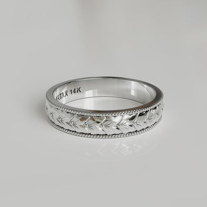 VINTAGE | 14K Wheat Hand-Carved Wedding Band