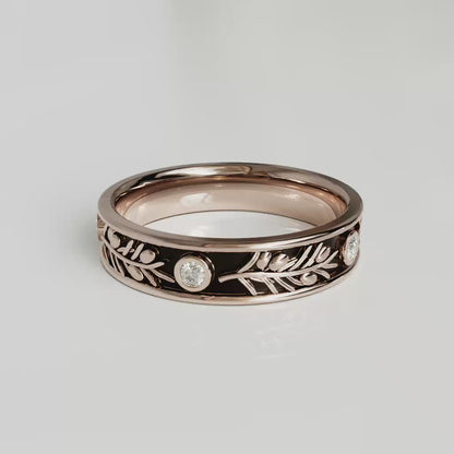 OLIVIA | 14K Olive Branch Diamond Wedding Ring