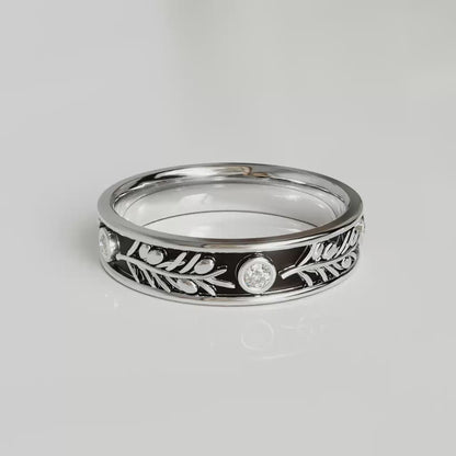 OLIVIA | 14K Olive Branch Diamond Wedding Ring