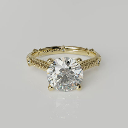 PARIS-E | 14K Hand-Engraved Diamond Engagement Ring