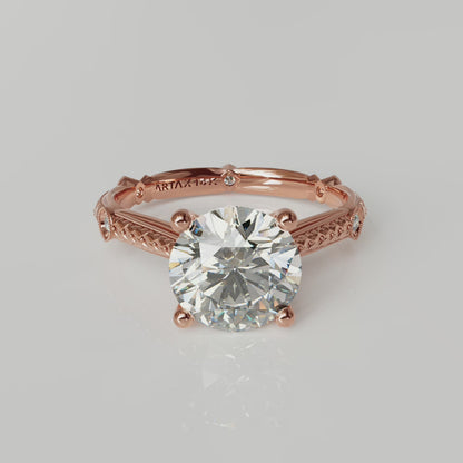 PARIS-E | 14K Hand-Engraved Diamond Engagement Ring