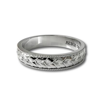 VINTAGE | 14K Wheat Hand-Carved Wedding Band