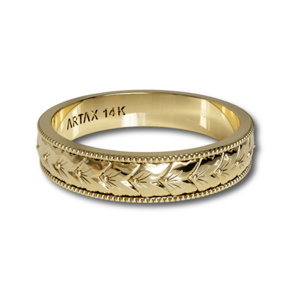VINTAGE | 14K Wheat Hand-Carved Wedding Band